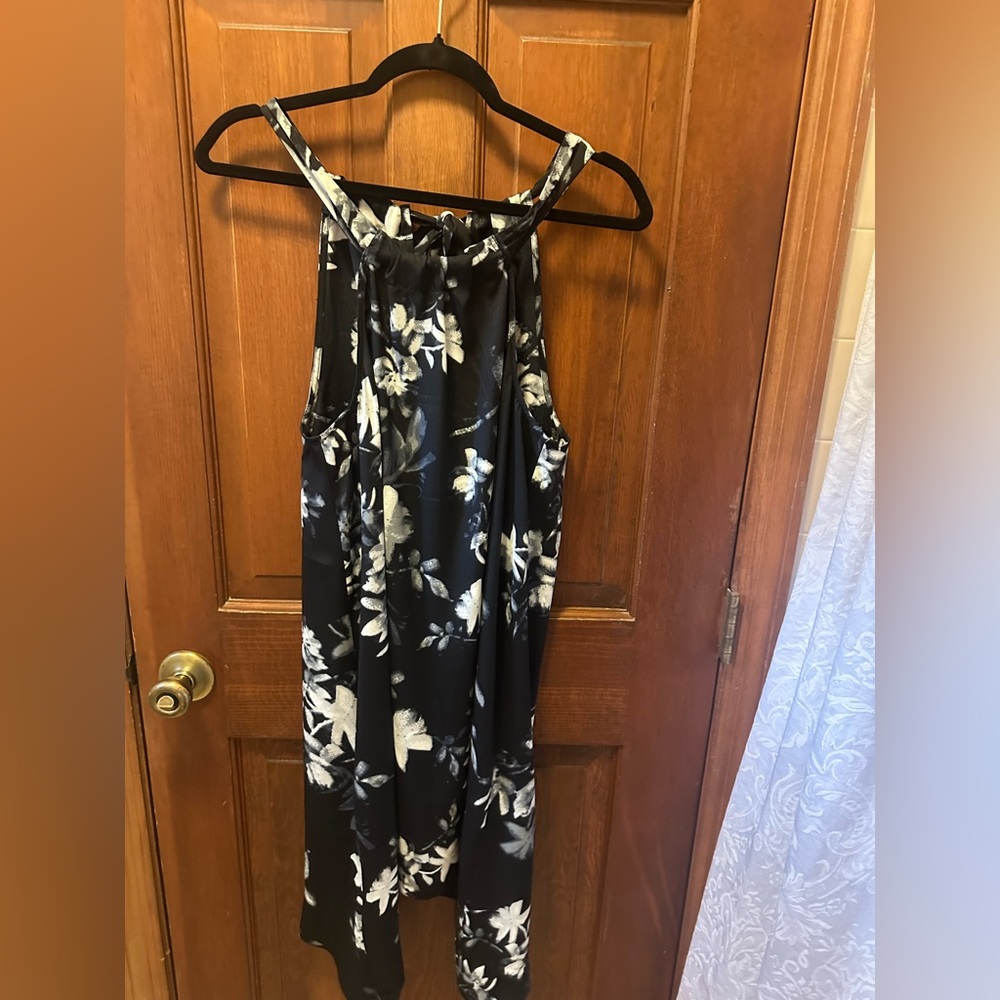 BCBGMaxAzria Black and White Floral Midi Dress